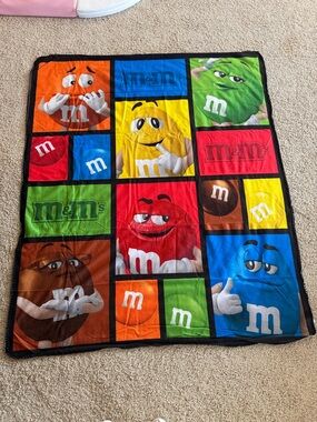 M&M'S Color Block Plush Throw Blanket - Red, Blue, Green, Yellow, Orange, Brown